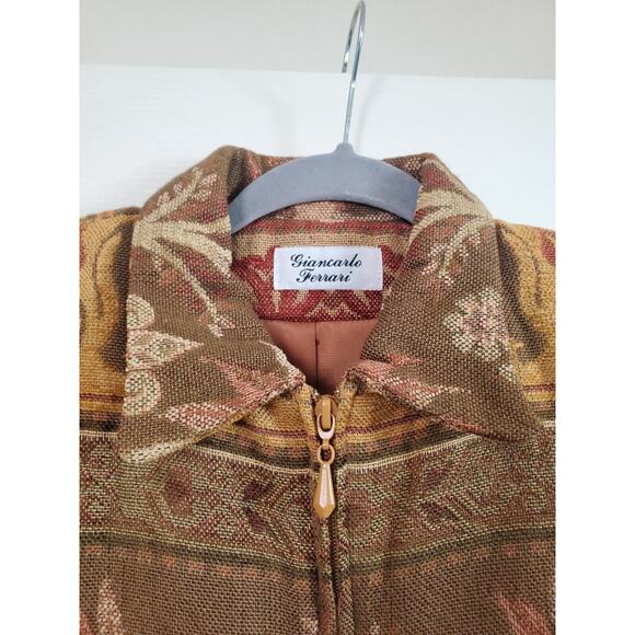 Vintage Giancarlo Ferrari Tapestry Zip Up Lined Elephant Jacket Women's Size 10 - Picture 3 of 12